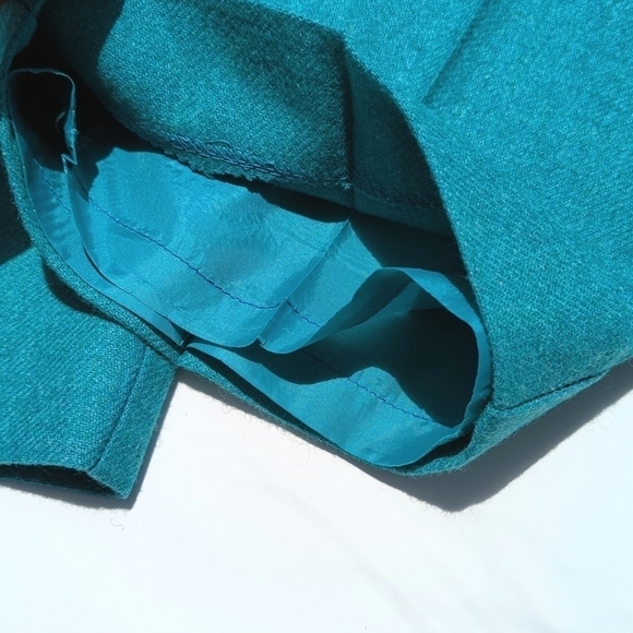 TanJay 90's Vintage Wool Blend High Waisted Straight Leg Trousers Teal Blue 10 - Picture 12 of 12